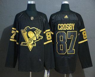 Adidas Pittsburgh Penguins #87 Sidney Crosby Černá Zlatoen Sešitý NHL dres – Pánské