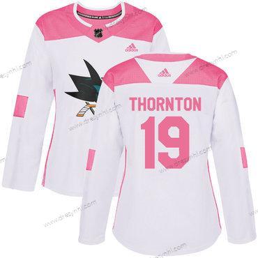 Adidas San Jose Sharks #19 Joe Thornton Bílý Růžový Autentické Sešitý NHL dres – Dámské