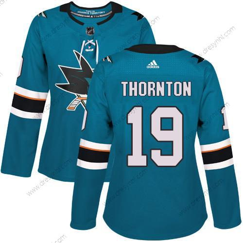 Adidas San Jose Sharks #19 Joe Thornton Modrozelená Domácí dres Autentické Sešitý NHL dres – Dámské