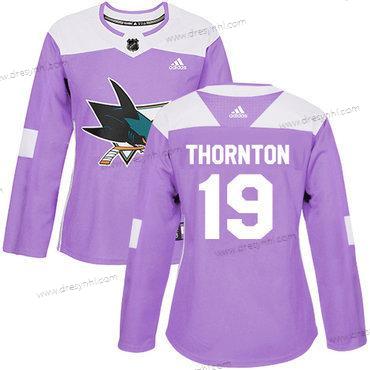 Adidas San Jose Sharks #19 Joe Thornton Nachový Autentické Bojuje proti rakovině Sešitý NHL dres – Dámské