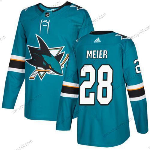 Adidas San Jose Sharks #28 Timo Meier Modrozelená Domácí dres Autentické Sešitý NHL dres – Pánské