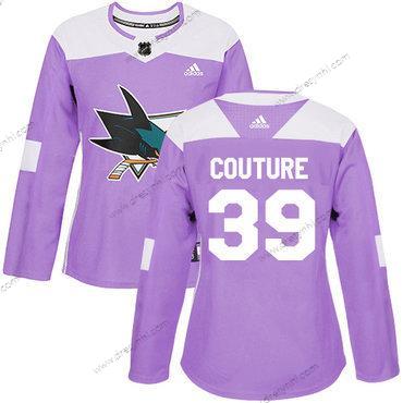 Adidas San Jose Sharks #39 Logan Couture Nachový Autentické Bojuje proti rakovině Sešitý NHL dres – Dámské