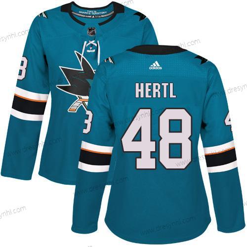 Adidas San Jose Sharks #48 Tomas Hertl Modrozelená Domácí dres Autentické Sešitý NHL dres – Dámské