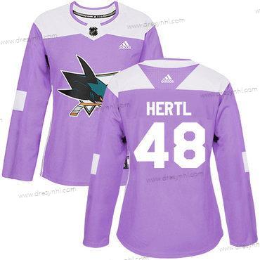 Adidas San Jose Sharks #48 Tomas Hertl Nachový Autentické Bojuje proti rakovině Sešitý NHL dres – Dámské