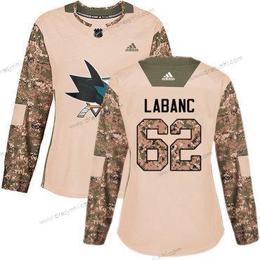 Adidas San Jose Sharks #62 Kevin Labanc Camo Autentické 2017 Veterans Day Sešitý NHL dres – Dámské