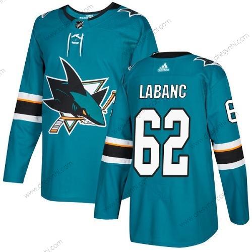 Adidas San Jose Sharks #62 Kevin Labanc Modrozelená Domácí dres Autentické Sešitý NHL dres – Pánské