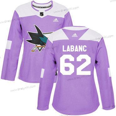 Adidas San Jose Sharks #62 Kevin Labanc Nachový Autentické Bojuje proti rakovině Sešitý NHL dres – Dámské