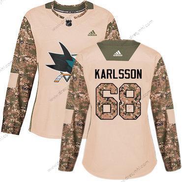 Adidas San Jose Sharks #68 Melker Karlsson Camo Autentické 2017 Veterans Day Sešitý NHL dres – Dámské