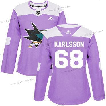 Adidas San Jose Sharks #68 Melker Karlsson Nachový Autentické Bojuje proti rakovině Sešitý NHL dres – Dámské