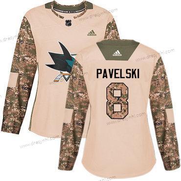 Adidas San Jose Sharks #8 Joe Pavelski Camo Autentické 2017 Veterans Day Sešitý NHL dres – Dámské