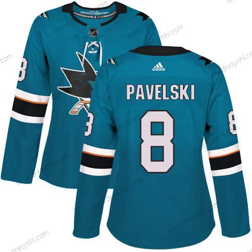 Adidas San Jose Sharks #8 Joe Pavelski Modrozelená Domácí dres Autentické Sešitý NHL dres – Dámské