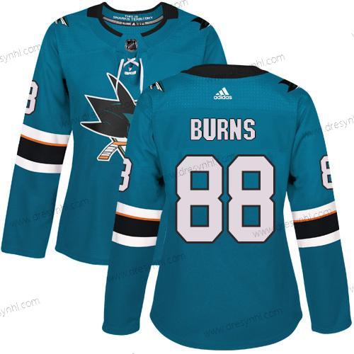 Adidas San Jose Sharks #88 Brent Burns Modrozelená Domácí dres Autentické Sešitý NHL dres – Dámské