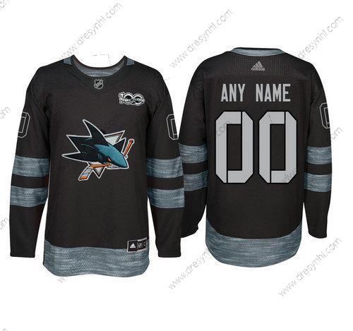 Adidas San Jose Sharks Personalizované Černá 1917-2017 100th Výročí Sešitý NHL dres