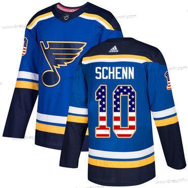 Adidas St. Louis Blues #10 Brayden Schenn Modrý Domácí dres Autentické USA Flag Sešitý NHL dres – Pánské