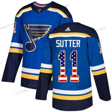 Adidas St. Louis Blues #11 Brian Sutter Modrý Domácí dres Autentické USA Flag Sešitý NHL dres – Pánské