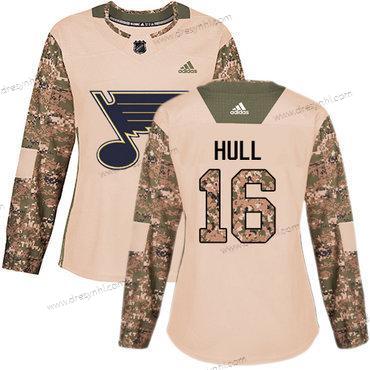 Adidas St. Louis Blues #16 Brett Hull Camo Autentické 2017 Veterans Day Sešitý NHL dres – Dámské