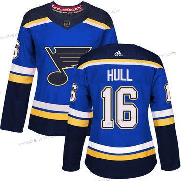 Adidas St. Louis Blues #16 Brett Hull Modrý Domácí dres Autentické Sešitý NHL dres – Dámské