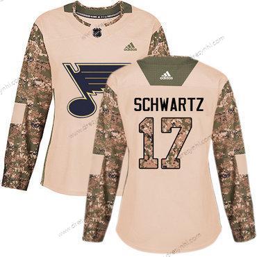 Adidas St. Louis Blues #17 Jaden Schwartz Camo Autentické 2017 Veterans Day Sešitý NHL dres – Dámské