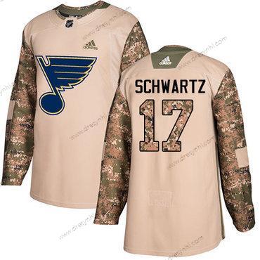 Adidas St. Louis Blues #17 Jaden Schwartz Camo Autentické 2017 Veterans Day Sešitý NHL dres – Pánské