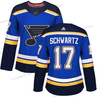 Adidas St. Louis Blues #17 Jaden Schwartz Modrý Domácí dres Autentické Sešitý NHL dres – Dámské