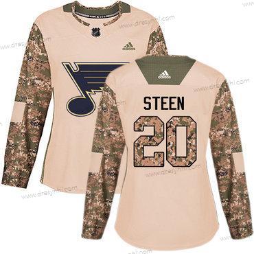 Adidas St. Louis Blues #20 Alexander Steen Camo Autentické 2017 Veterans Day Sešitý NHL dres – Dámské