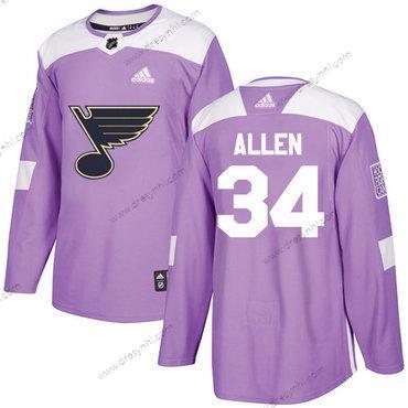 Adidas St. Louis Blues #34 Jake Allen Nachový Autentické Bojuje proti rakovině Sešitý NHL dres – Pánské