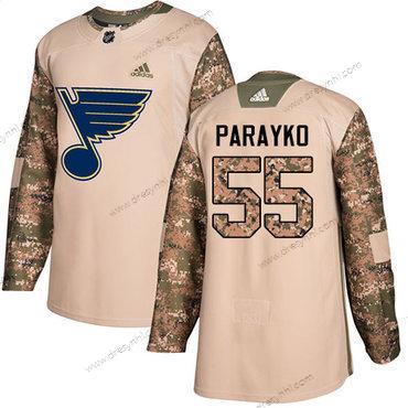 Adidas St. Louis Blues #55 Colton Parayko Camo Autentické 2017 Veterans Day Sešitý NHL dres – Pánské