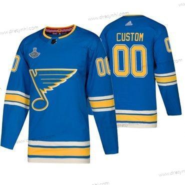 Adidas St. Louis Blues Personalizované Modrý Náhradní 2019 Stanley Cup Champions dres