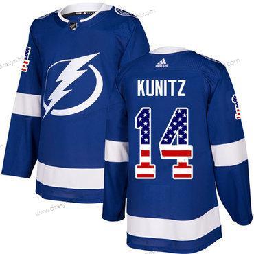 Adidas Tampa Bay Lightning #14 Chris Kunitz Modrý Domácí dres Autentické USA Flag Sešitý NHL dres – Pánské