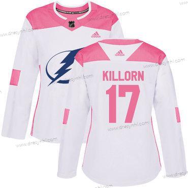 Adidas Tampa Bay Lightning #17 Alex Killorn Bílý Růžový Autentické Sešitý NHL dres – Dámské