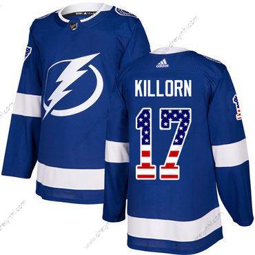 Adidas Tampa Bay Lightning #17 Alex Killorn Modrý Domácí dres Autentické USA Flag Sešitý NHL dres – Pánské