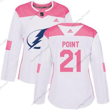 Adidas Tampa Bay Lightning #21 Brayden Point Bílý Růžový Autentické Sešitý NHL dres – Dámské