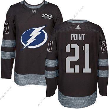 Adidas Tampa Bay Lightning #21 Brayden Point Černá 1917-2017 100th Výročí Sešitý NHL dres – Pánské