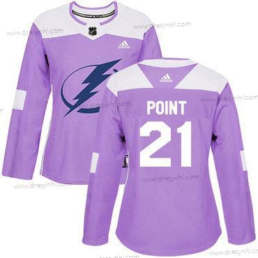 Adidas Tampa Bay Lightning #21 Brayden Point Nachový Autentické Bojuje proti rakovině Sešitý NHL dres – Dámské