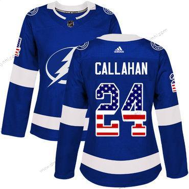 Adidas Tampa Bay Lightning #24 Ryan Callahan Modrý Domácí dres Autentické USA Flag Sešitý NHL dres – Dámské