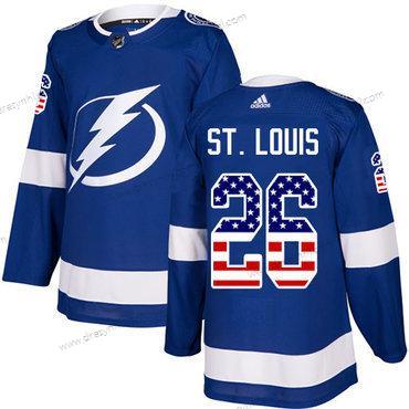 Adidas Tampa Bay Lightning #26 Martin St. Louis Modrý Domácí dres Autentické USA Flag Sešitý NHL dres – Pánské