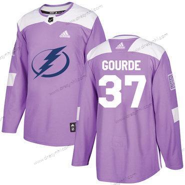 Adidas Tampa Bay Lightning #37 Yanni Gourde Nachový Autentické Bojuje proti rakovině Sešitý NHL dres – Pánské