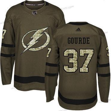 Adidas Tampa Bay Lightning #37 Yanni Gourde Zelená Salute to Service Sešitý NHL dres – Pánské