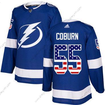 Adidas Tampa Bay Lightning #55 Braydon Coburn Modrý Domácí dres Autentické USA Flag Sešitý NHL dres – Pánské