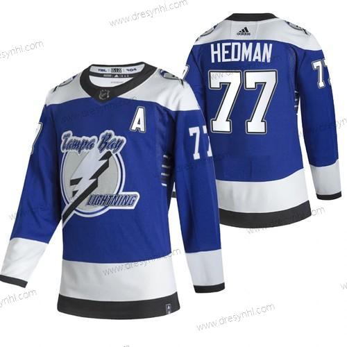 Adidas Tampa Bay Lightning #77 Victor Hedman Modrý 2020-21 Obrácený Retro Náhradní NHL dres – Pánské