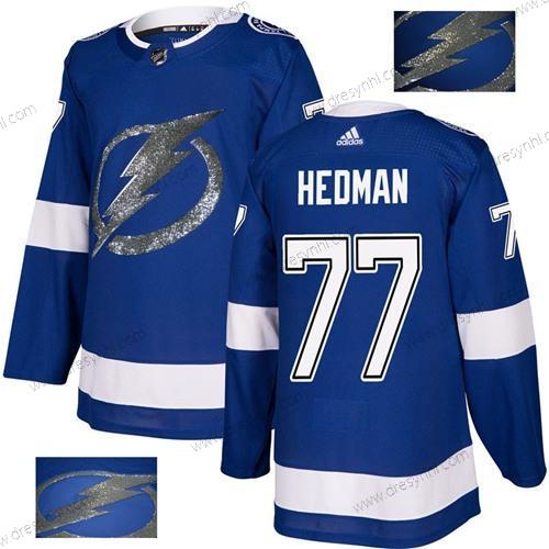 Adidas Tampa Bay Lightning #77 Victor Hedman Modrý Domácí dres Autentické Zlato Sešitý NHL dres – Pánské