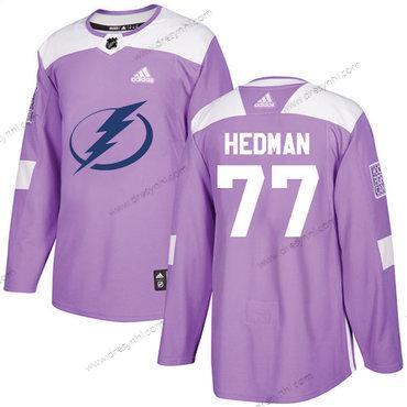 Adidas Tampa Bay Lightning #77 Victor Hedman Nachový Autentické Bojuje proti rakovině Sešitý NHL dres – Pánské