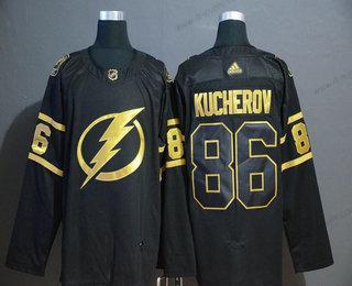 Adidas Tampa Bay Lightning #86 Nikita Kucherov Černá Zlatoen Sešitý NHL dres – Pánské