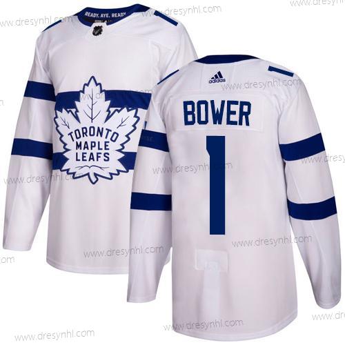 Adidas Toronto Maple Leafs #1 Johnny Bower Bílý Autentické 2018 Stadium Series Sešitý NHL dres – Pánské