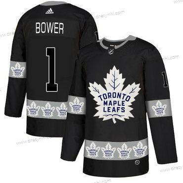 Adidas Toronto Maple Leafs #1 Johnny Bower Černá Tým Logos dres – Pánské