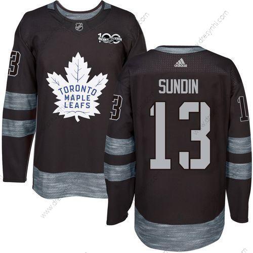 Adidas Toronto Maple Leafs #13 Mats Sundin Černá 100th Výročí Sešitý NHL 2017 Hokejový dres – Pánské