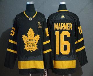 Adidas Toronto Maple Leafs #16 Mitchell Marner Černá Zlatoen City Edition Sešitý NHL dres – Pánské