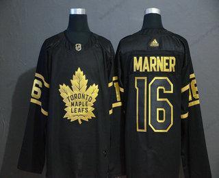 Adidas Toronto Maple Leafs #16 Mitchell Marner Černá Zlatoen Sešitý NHL dres – Pánské