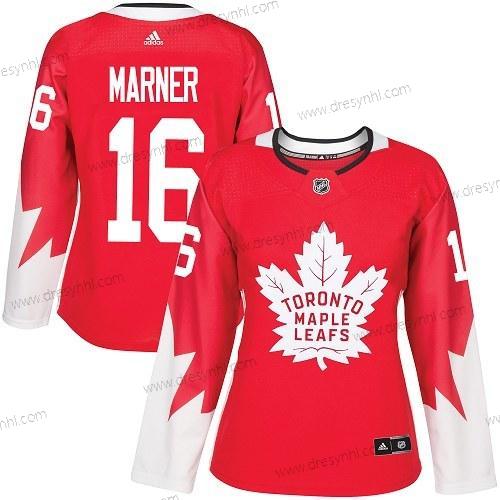 Adidas Toronto Maple Leafs #16 Mitchell Marner Červené Tým Kanady Autentické Sešitý NHL dres – Dámské