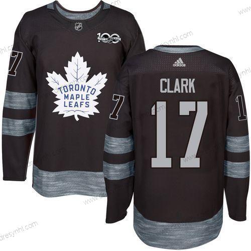 Adidas Toronto Maple Leafs #17 Wendel Clark Černá 100th Výročí Sešitý NHL 2017 Hokejový dres – Pánské